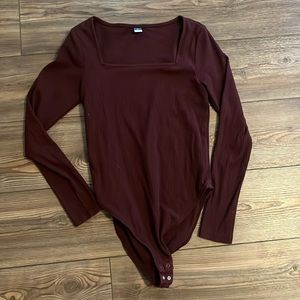 Burgundy Square Neck Bodysuit-Old Navy!
